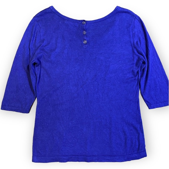 2for$30 BANANA REPUBLIC Royal Blue 3/4 Sleeve Button Detail Top Size Large - Picture 2 of 10